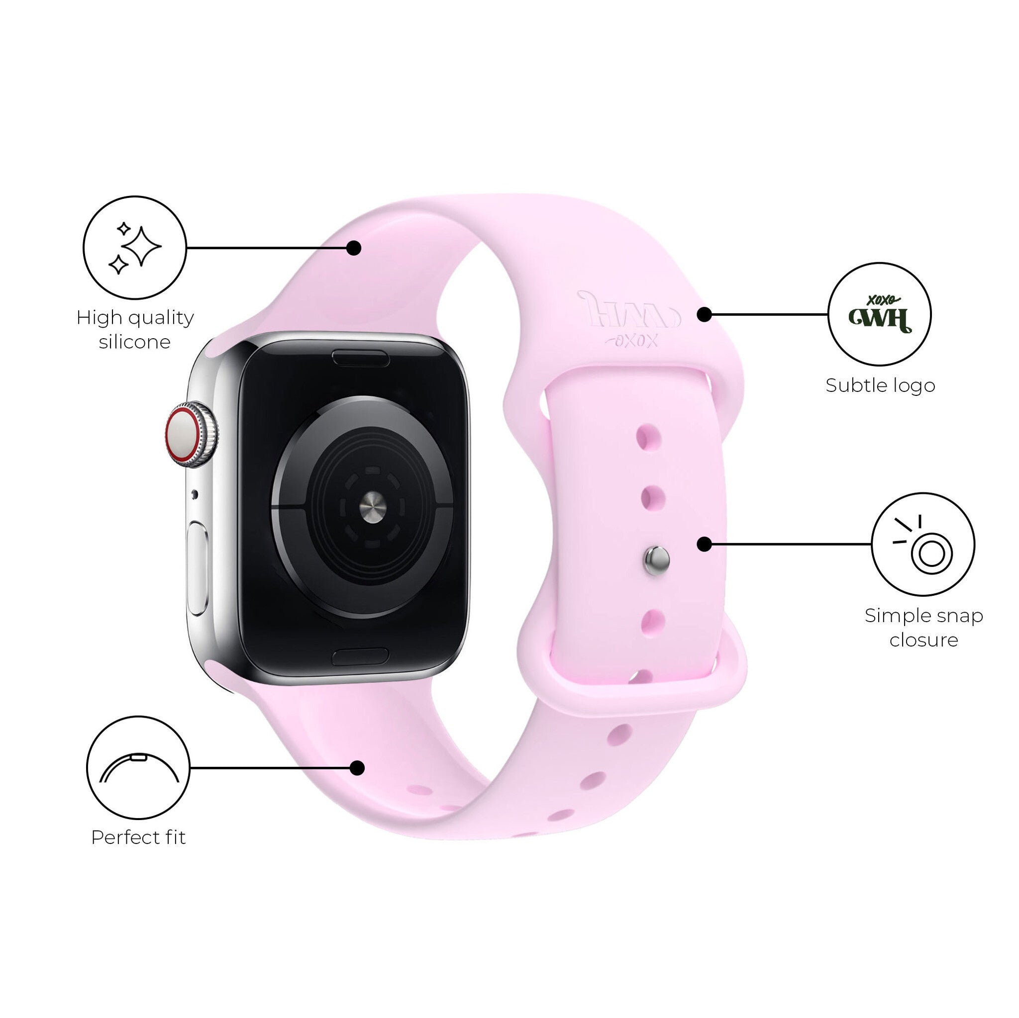 xoxo Wildhearts Apple Watch siliconen bandje (roze)