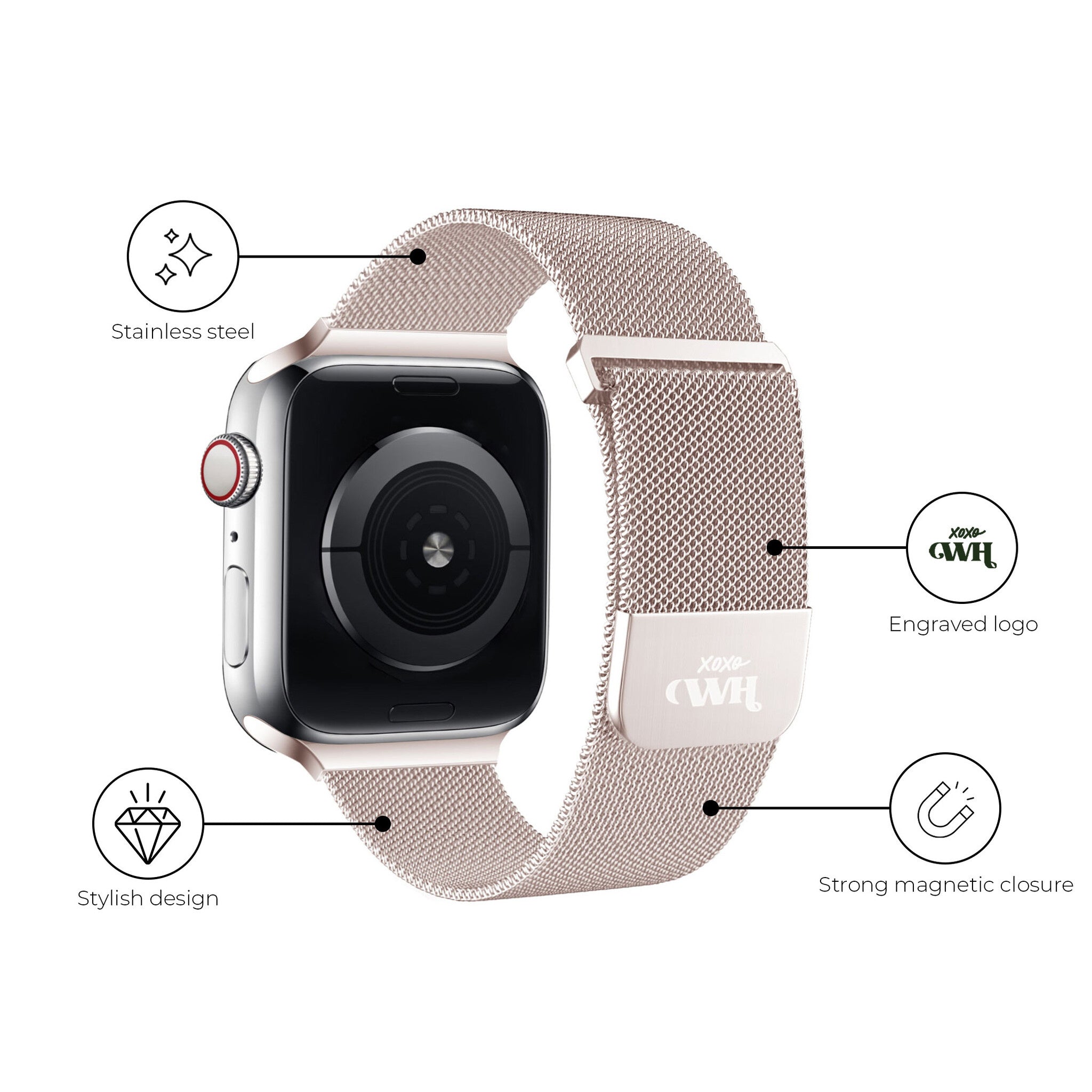 xoxo Wildhearts Apple Watch Milanese band (roségoud)