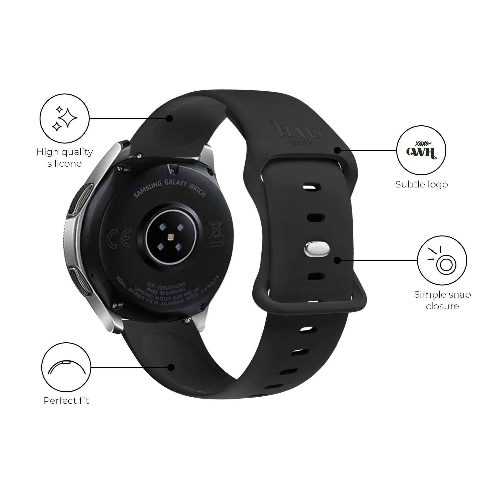xoxo Wildhearts Samsung Gear Sport siliconen bandje (zwart)