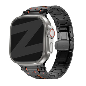 Bandz Apple Watch metalen grain band 'Deluxe' (zwart/oranje)