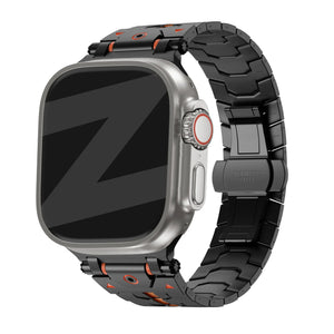 Bandz Apple Watch metalen grain band 'Deluxe' (zwart/oranje)