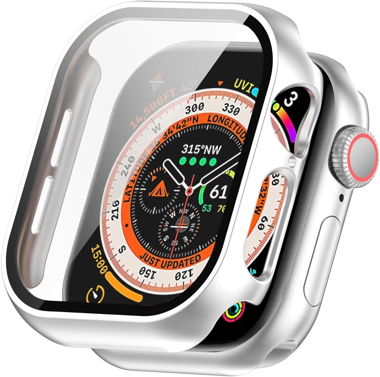 Apple Watch 11 hard case met glas (zilver)