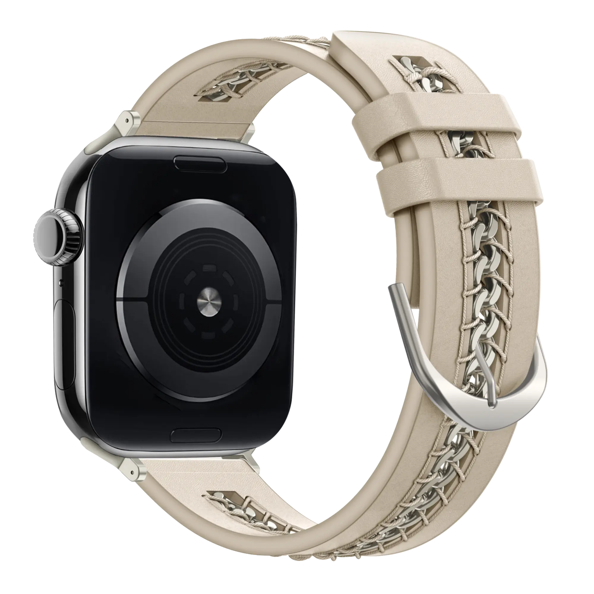 Bandz Apple Watch leren band 'Chains' (beige)