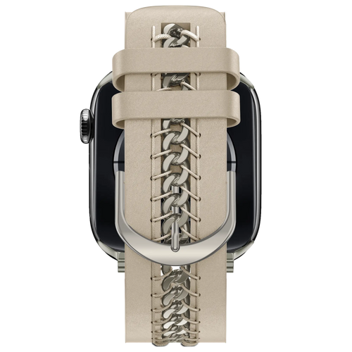 Bandz Apple Watch leren band 'Chains' (beige)