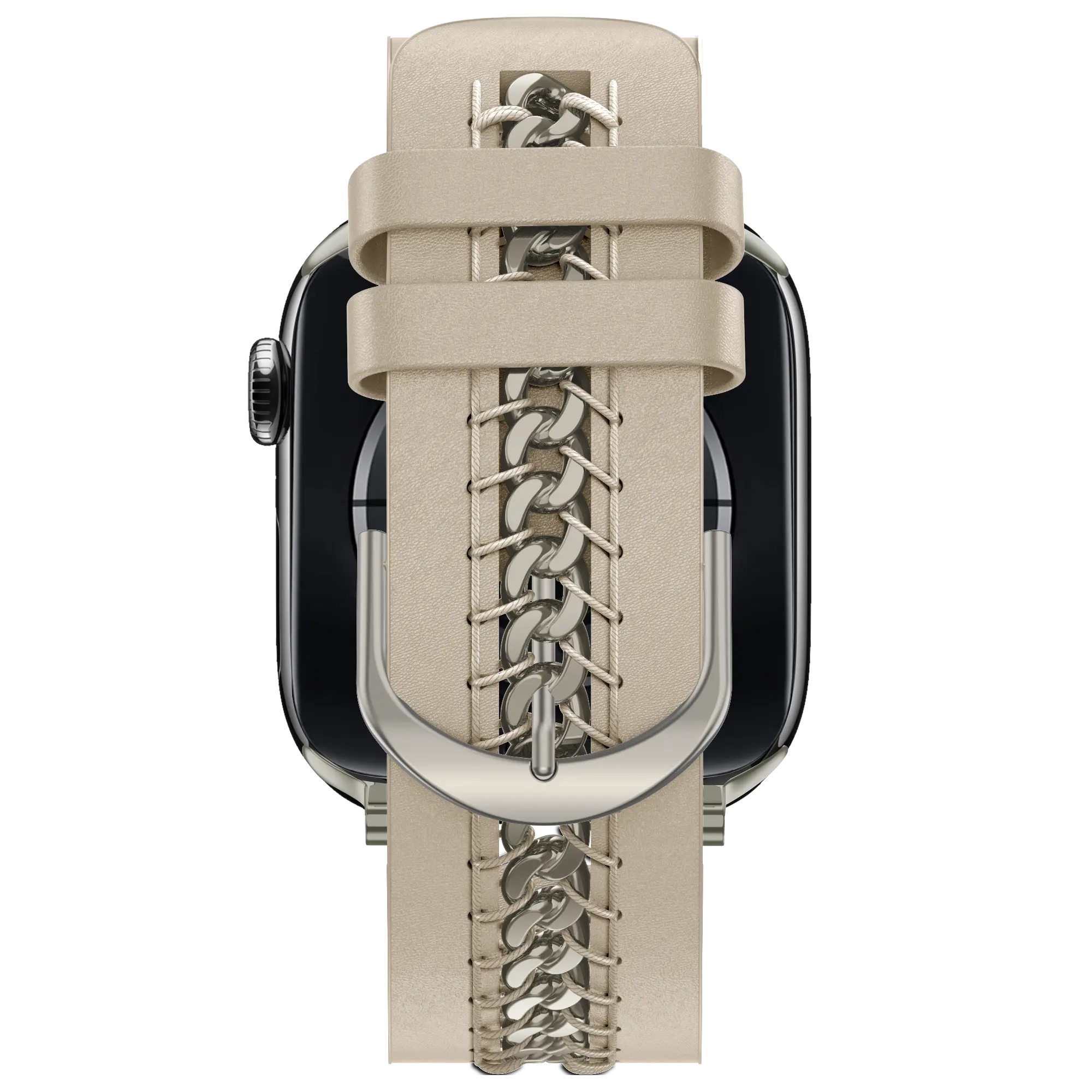 Bandz Apple Watch leren band 'Chains' (beige)