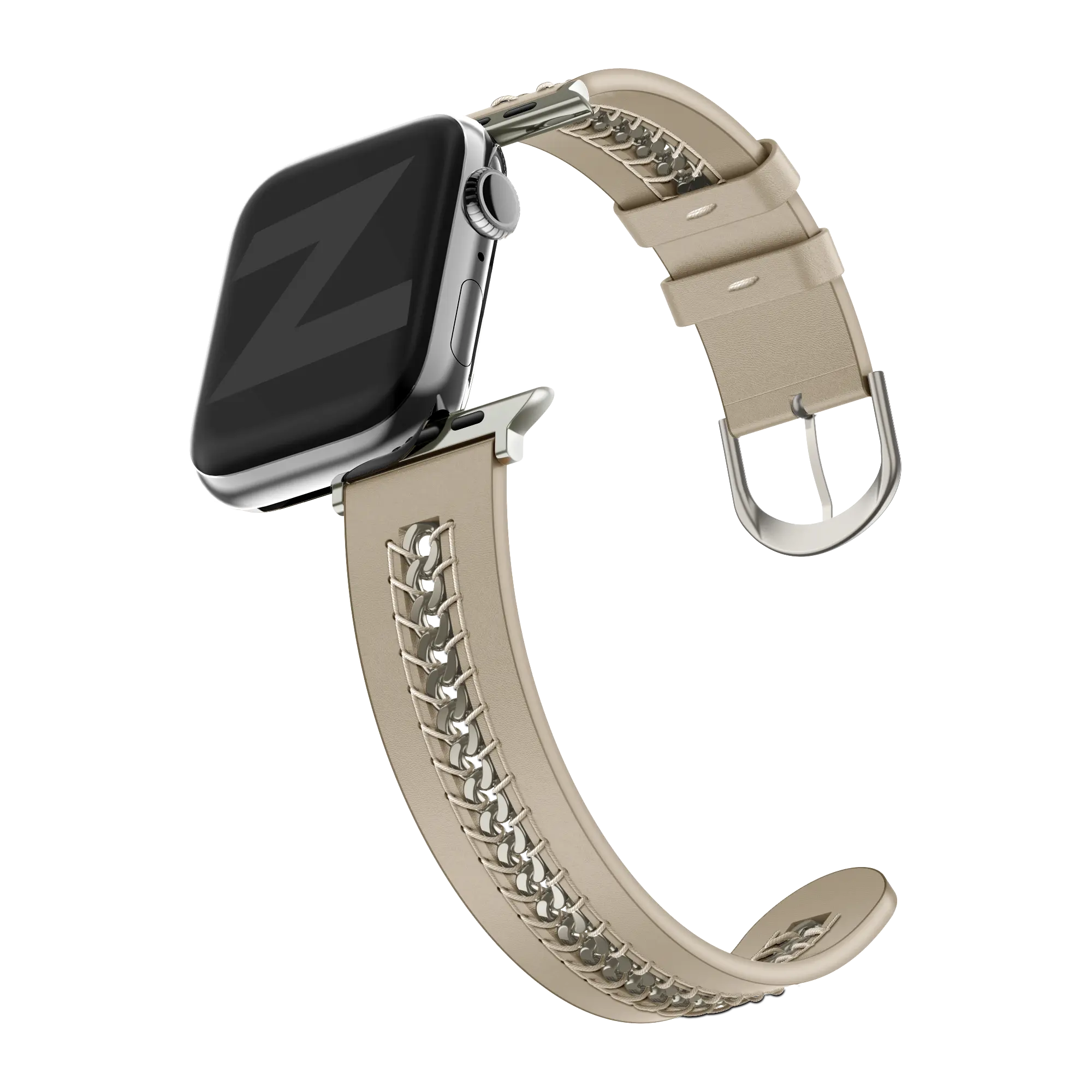 Bandz Apple Watch leren band 'Chains' (beige)