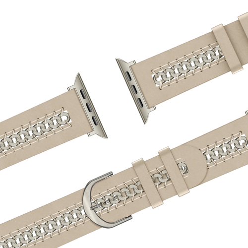 Bandz Apple Watch leren band 'Chains' (beige)
