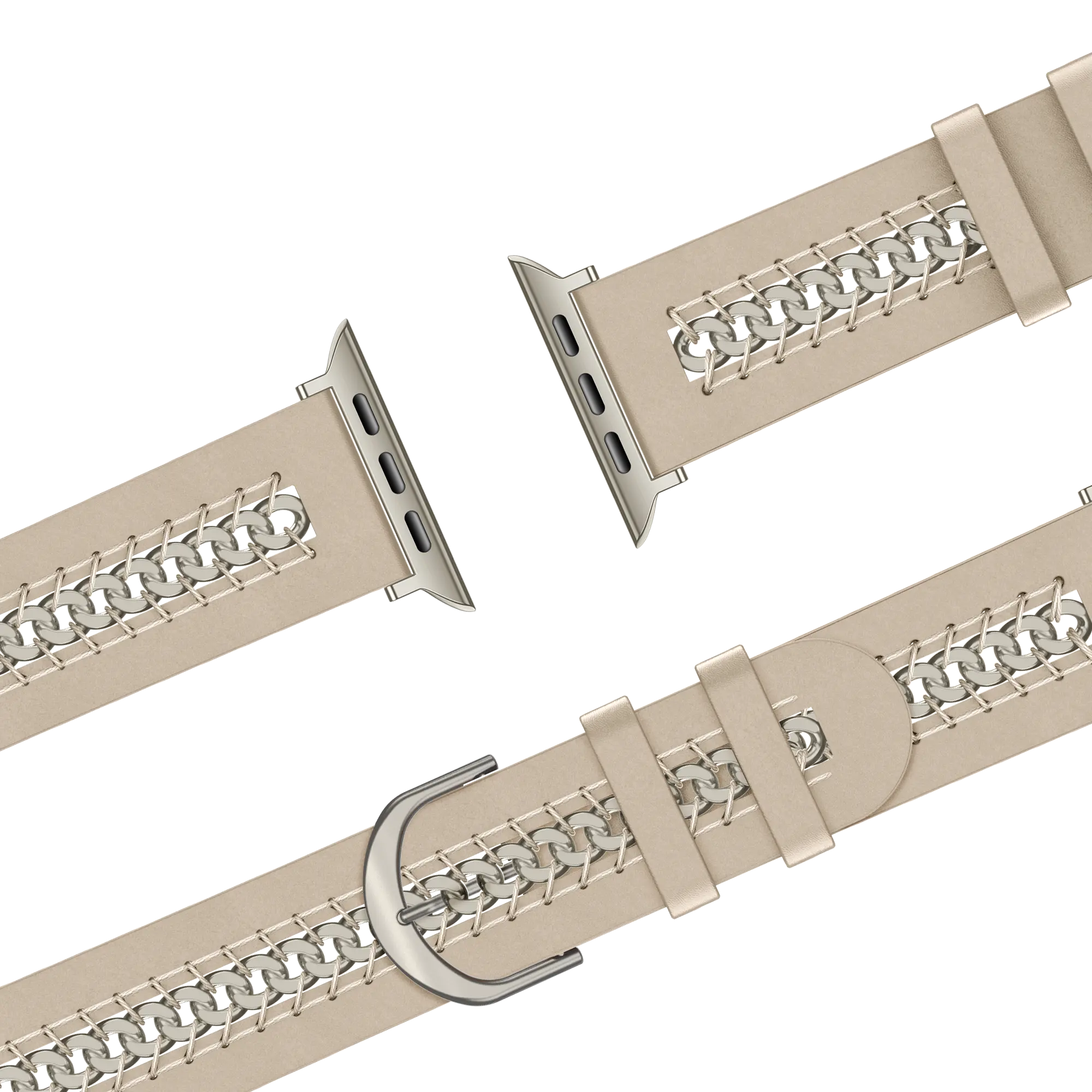 Bandz Apple Watch leren band 'Chains' (beige)