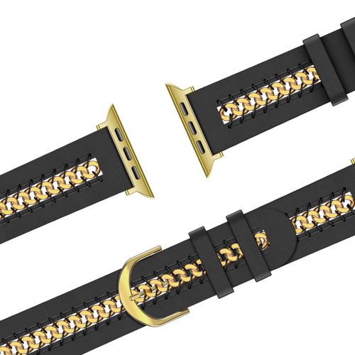 Bandz Apple Watch leren band 'Chains' (zwart)