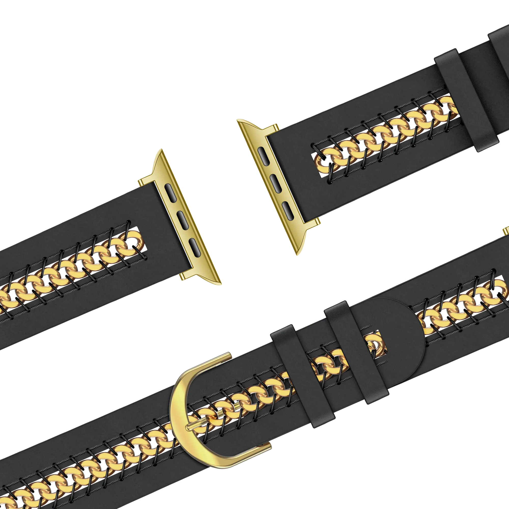 Bandz Apple Watch leren band 'Chains' (zwart)