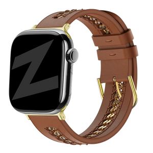 apple watch leather chain band brown