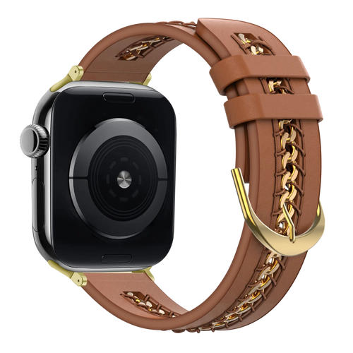 Bandz Apple Watch leren band 'Chains' (bruin)