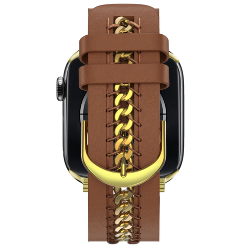 Bandz Apple Watch leren band 'Chains' (bruin)