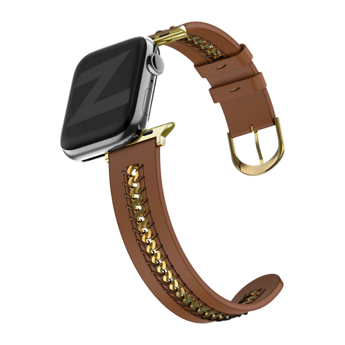 Bandz Apple Watch leren band 'Chains' (bruin)