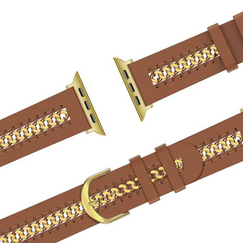 Bandz Apple Watch leren band 'Chains' (bruin)