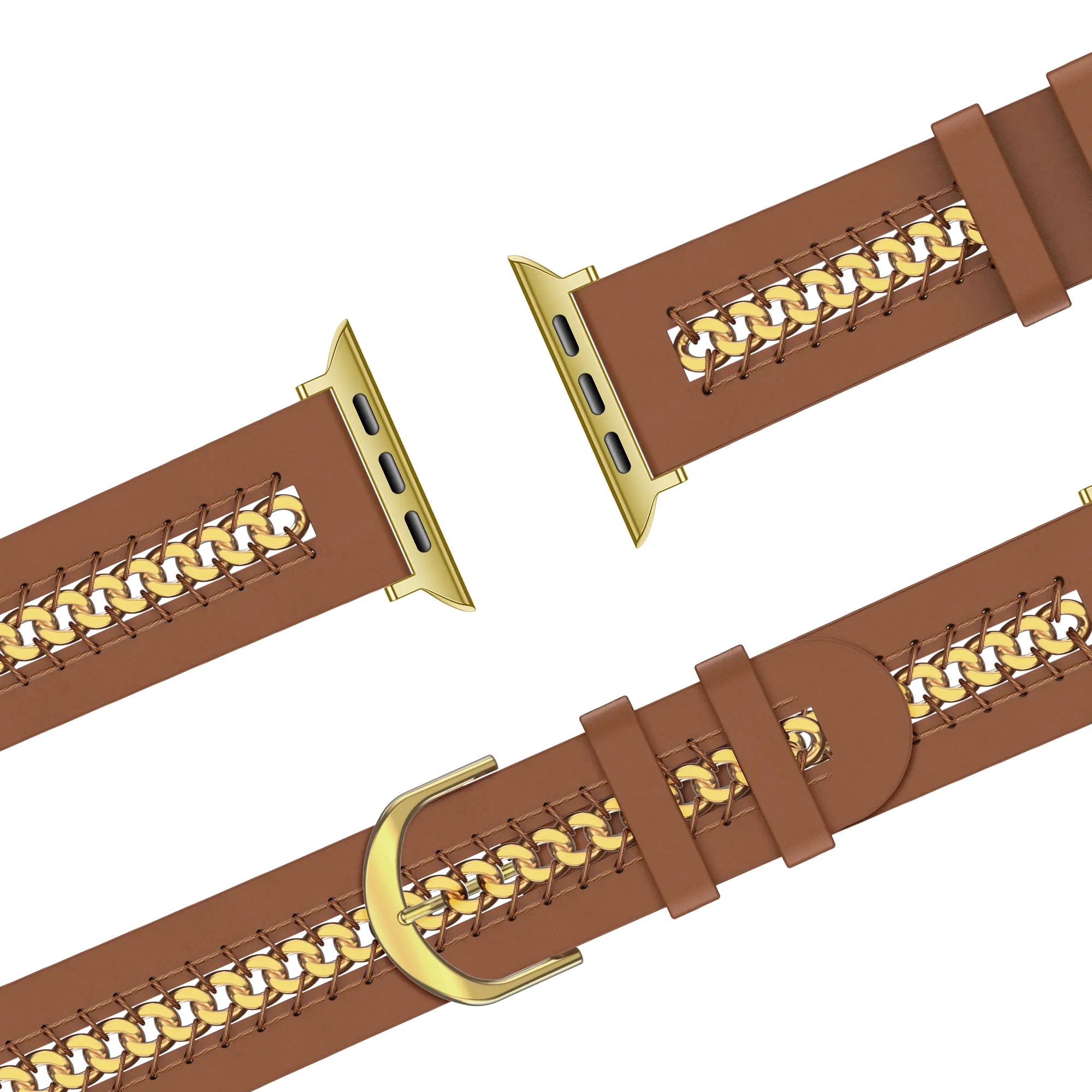 Bandz Apple Watch leren band 'Chains' (bruin)