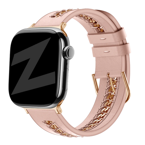 apple watch leather band chains pink