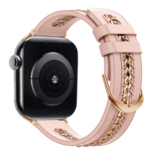 Bandz Apple Watch leren band 'Chains' (roze)