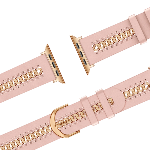 Bandz Apple Watch leren band 'Chains' (roze)