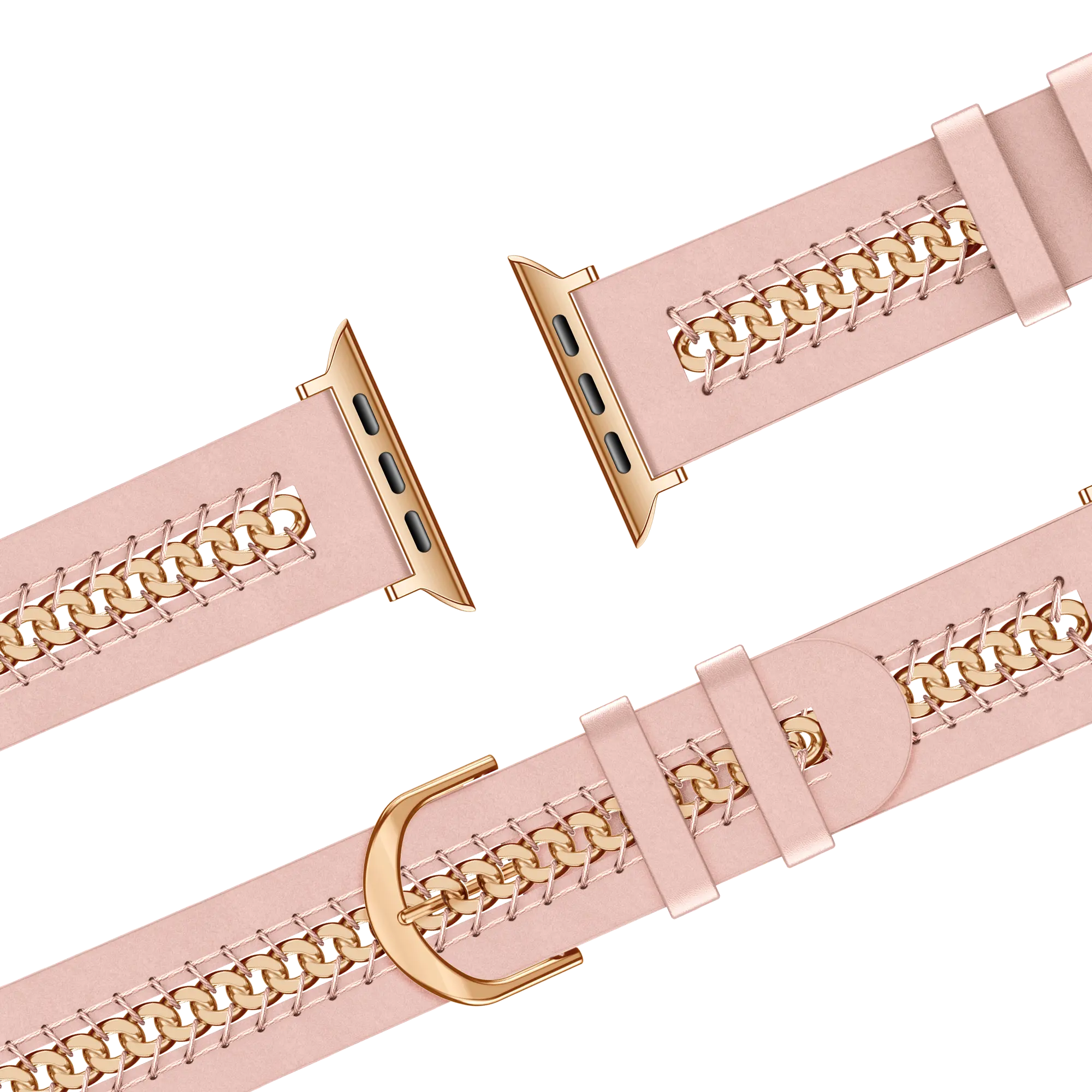 Bandz Apple Watch leren band 'Chains' (roze)