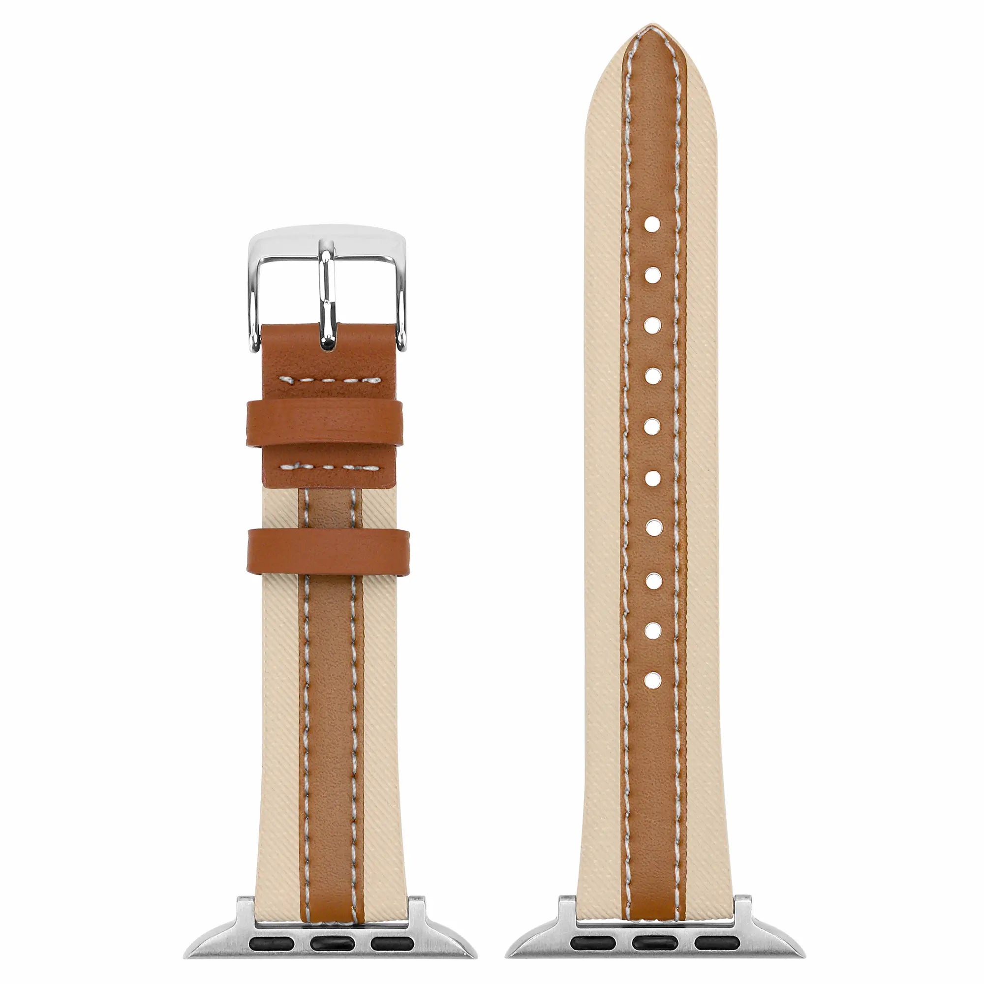 Apple Watch slim hybrid leren band (beige/bruin)