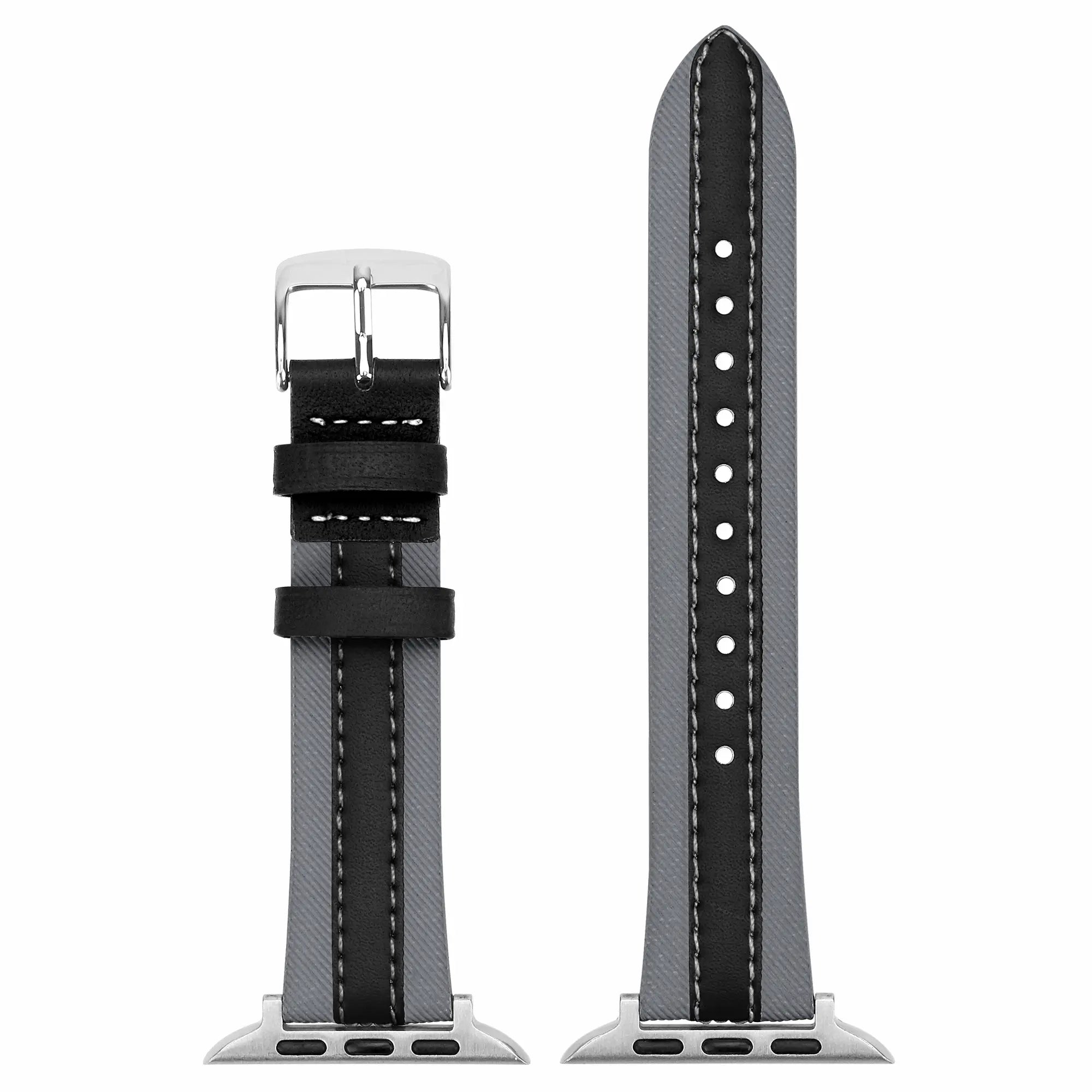 Apple Watch slim hybrid leren band (grijs/zwart)