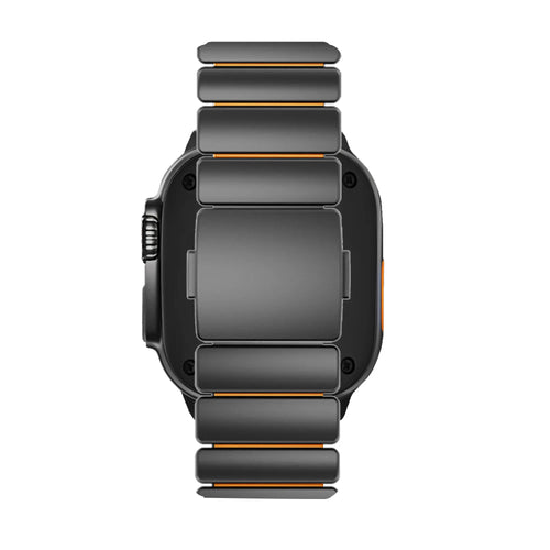 Bandz Apple Watch titanium band 'Hybrid' (zwart/oranje)