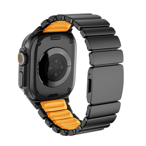Bandz Apple Watch titanium band 'Hybrid' (zwart/oranje)