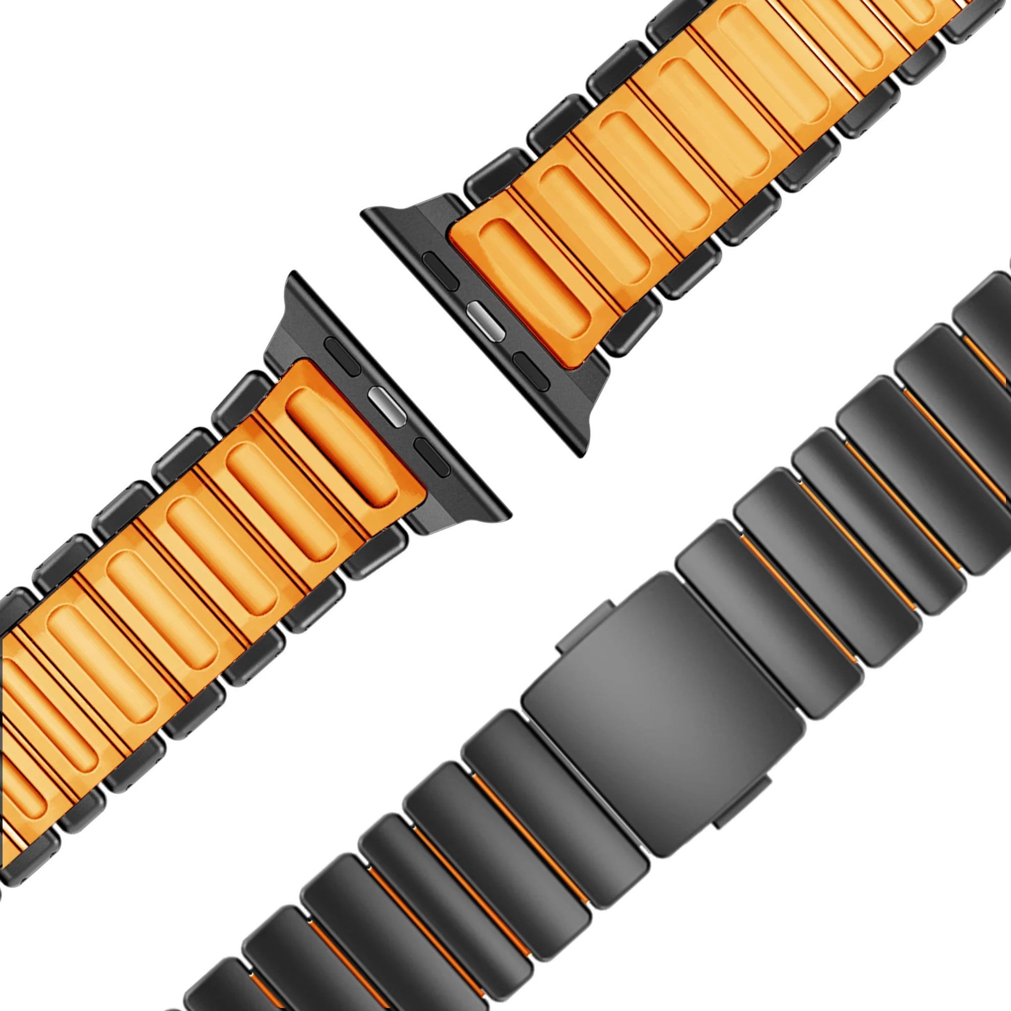 Bandz Apple Watch titanium band 'Hybrid' (zwart/oranje)