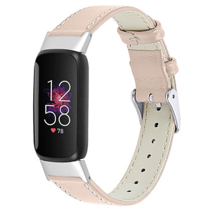 Fitbit Luxe modern leren bandje (beige-roze)