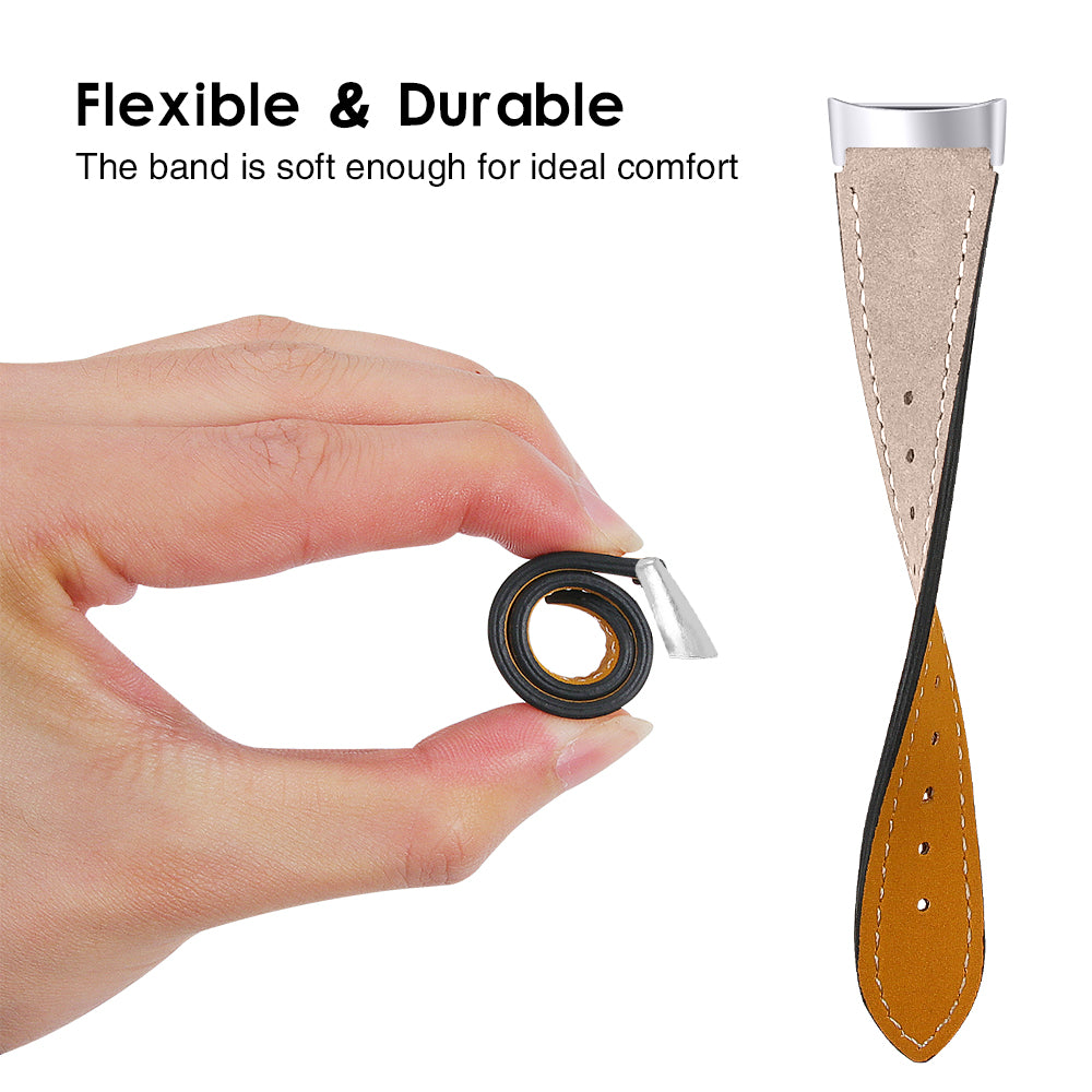 Fitbit Charge 5 modern leren bandje (lichtbeige)