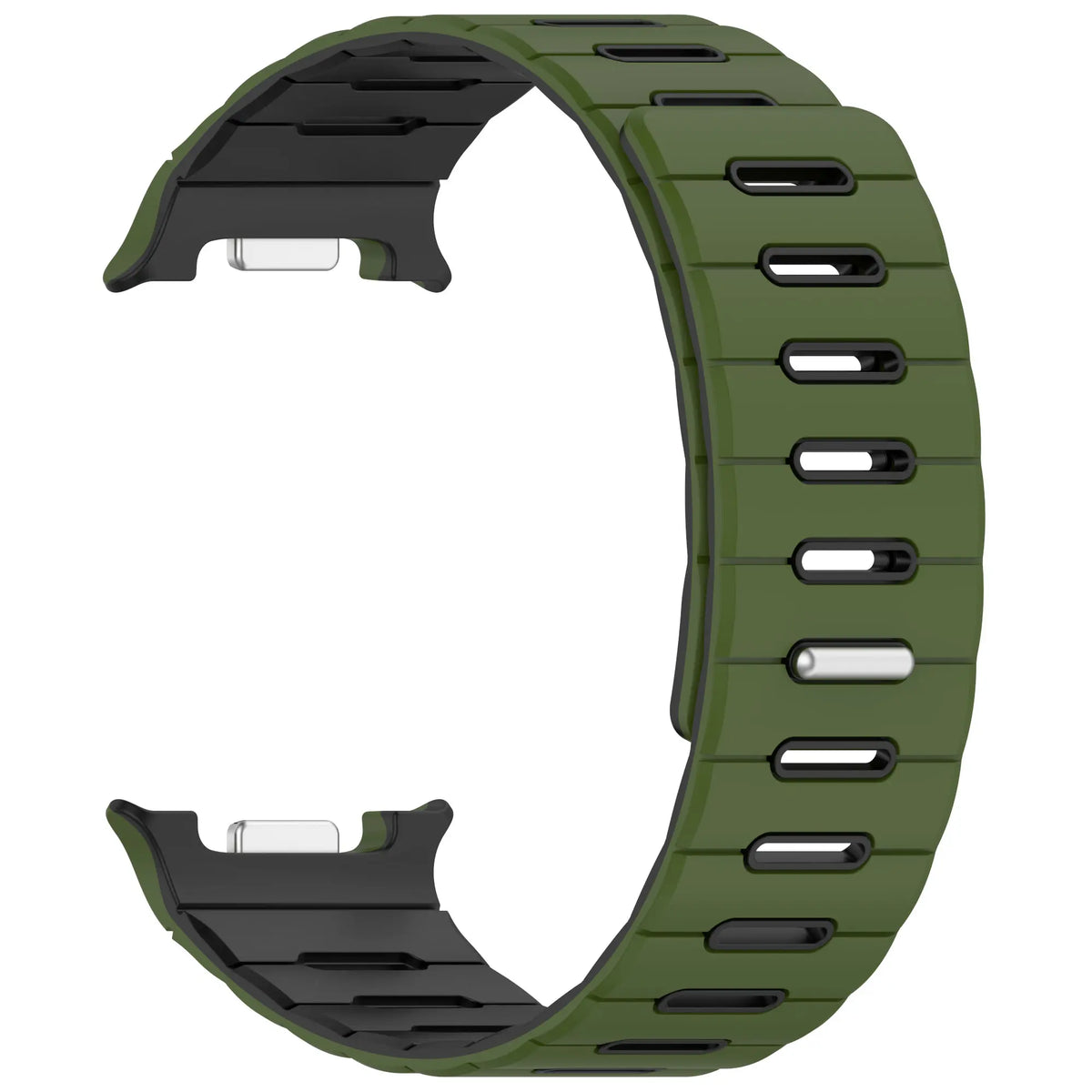 Samsung Galaxy Watch 8 - 40mm magnetisch siliconen bandje (legergroen/zwart)