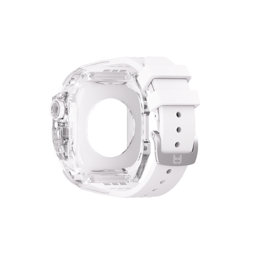 Reqior Apple Watch 45mm polymer case met rubberen band (transparant)