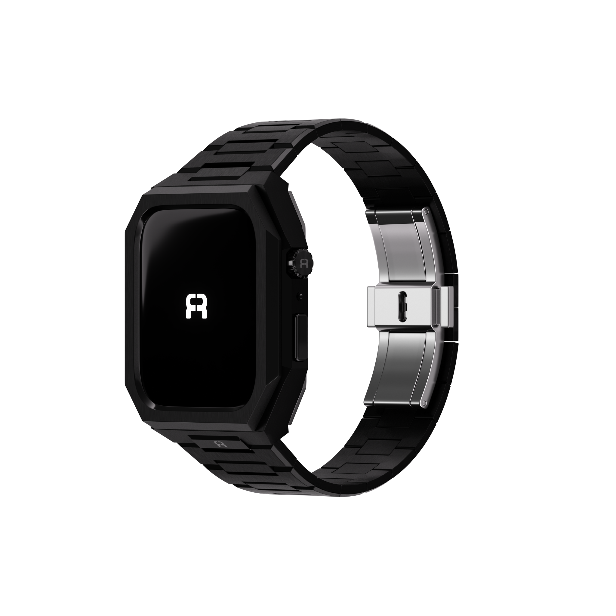 Reqior Apple Watch 45mm case met stalen band 'Nautilus' (zwart)