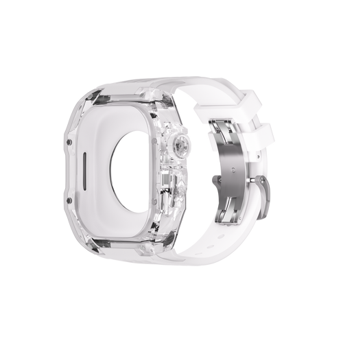 Reqior Apple Watch 45mm polymer case met rubberen band (transparant)