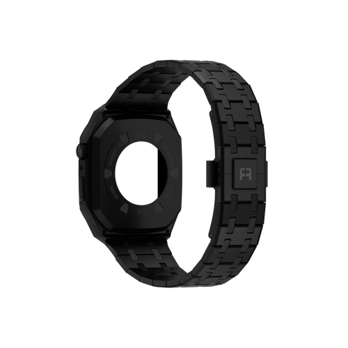 Reqior Apple Watch 45mm Kast met Stalen Band (Zwart)
