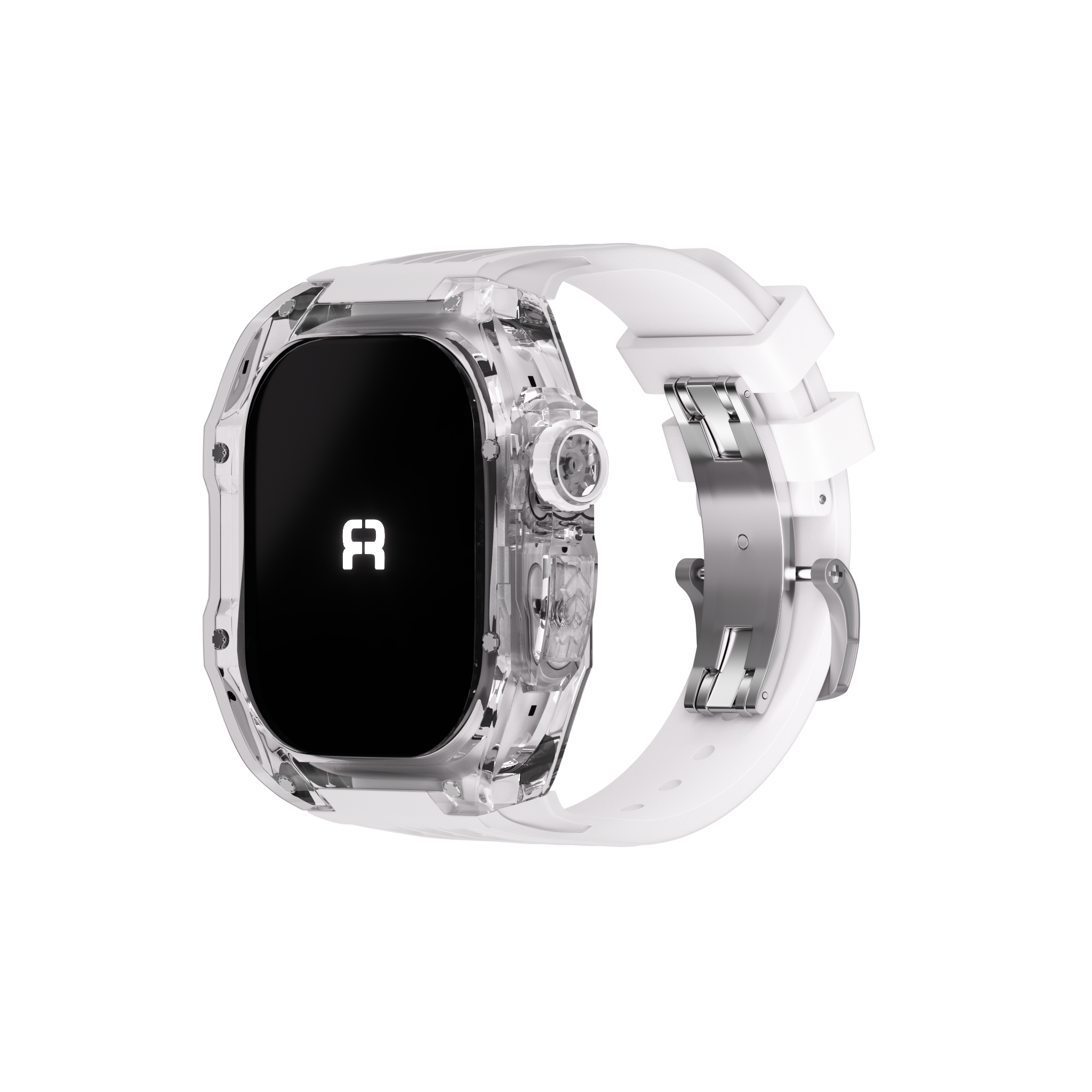 Reqior Apple Watch 45mm polymer case met rubberen band (transparant)