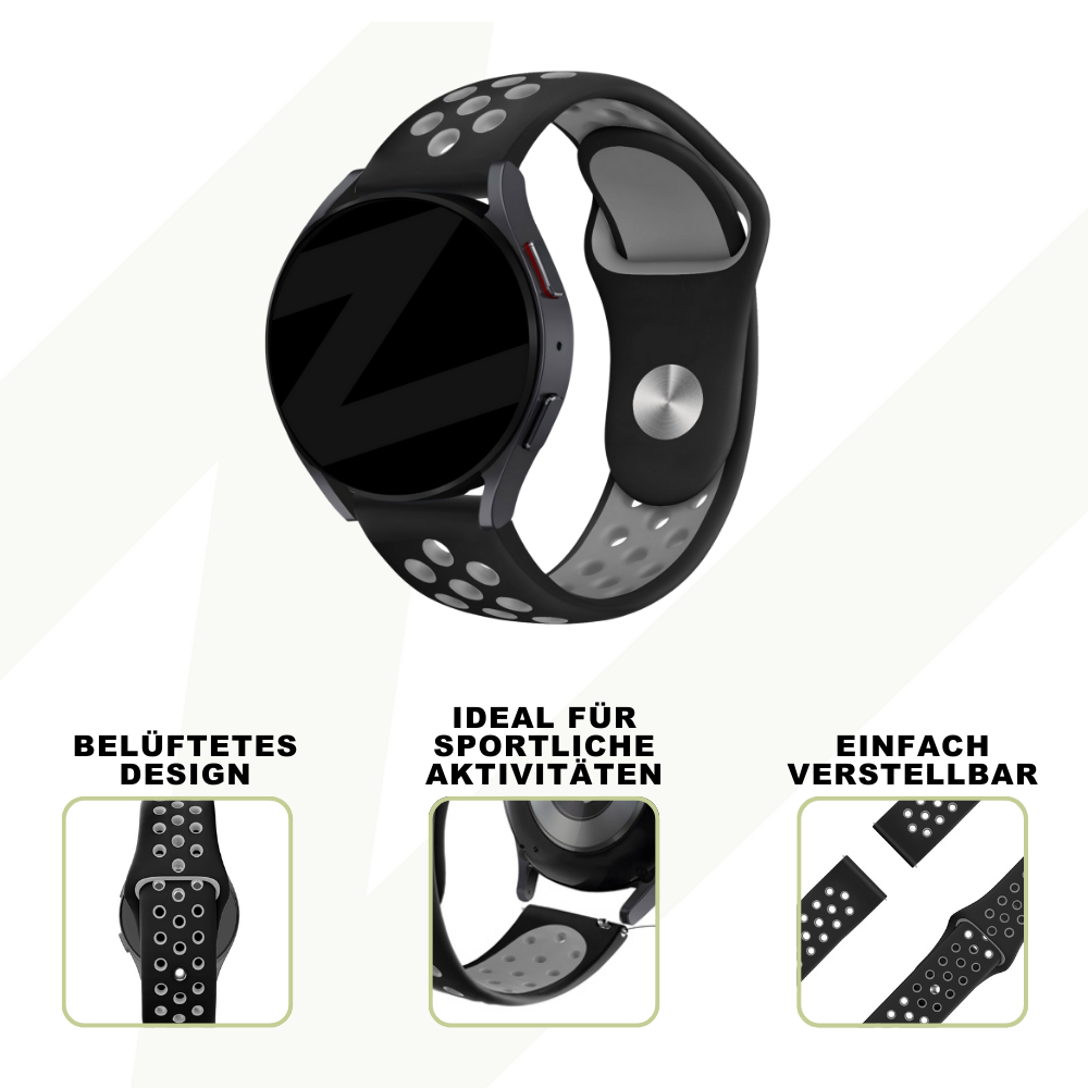 Bandz Coros Apex 42mm sport band 'Deluxe' (zwart/grijs)