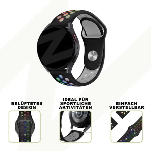 Bandz Coros Pace 2 sport band 'Deluxe' (zwart/rainbow)