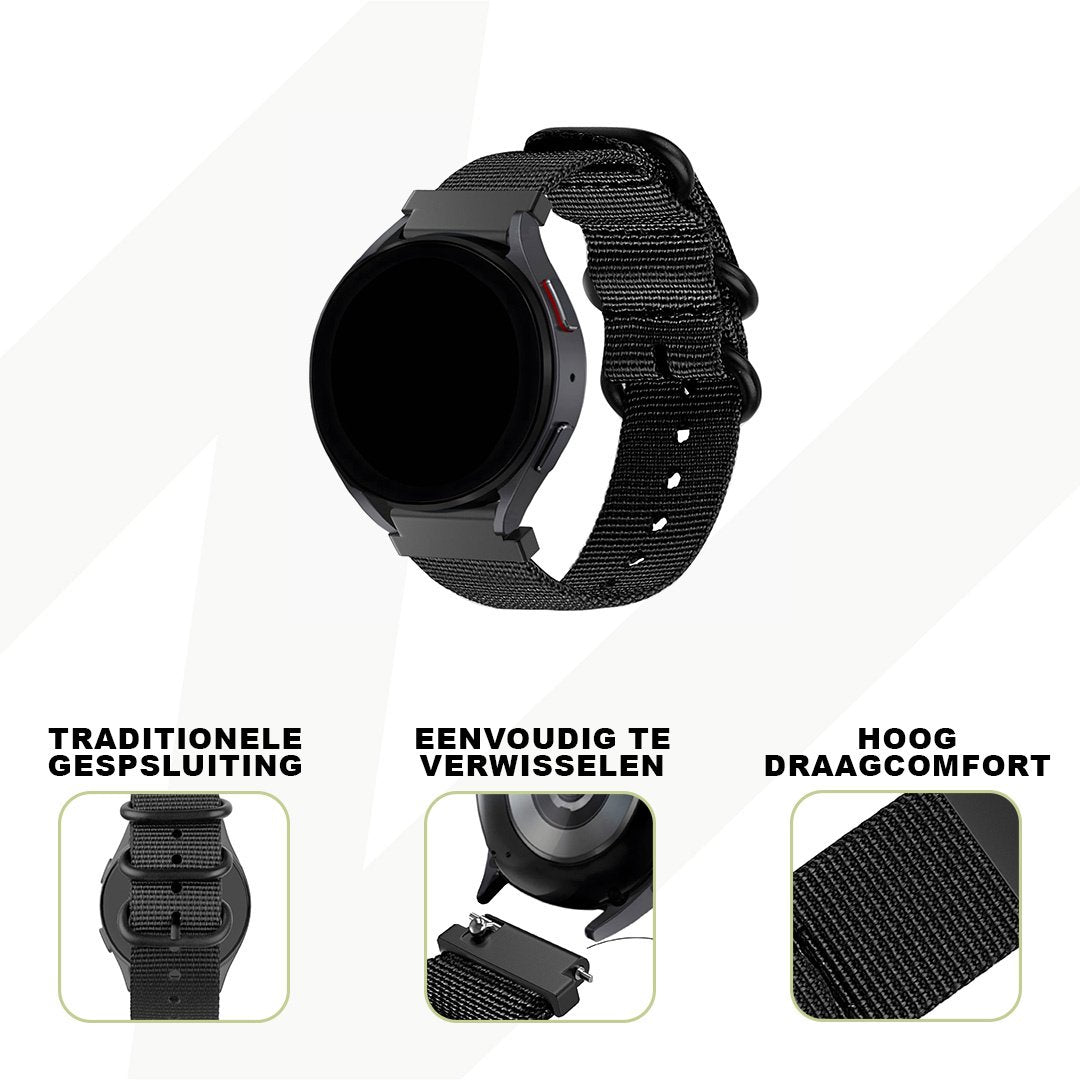 Bandz Garmin Vivoactive 3 nylon band met gesp (zwart)