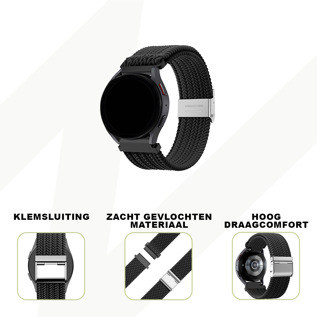 Bandz Garmin Vivoactive 3 gevlochten nylon band (zwart)