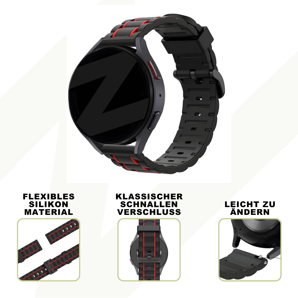 Bandz Coros Pace 3 sport band gestreept (zwart/rood)