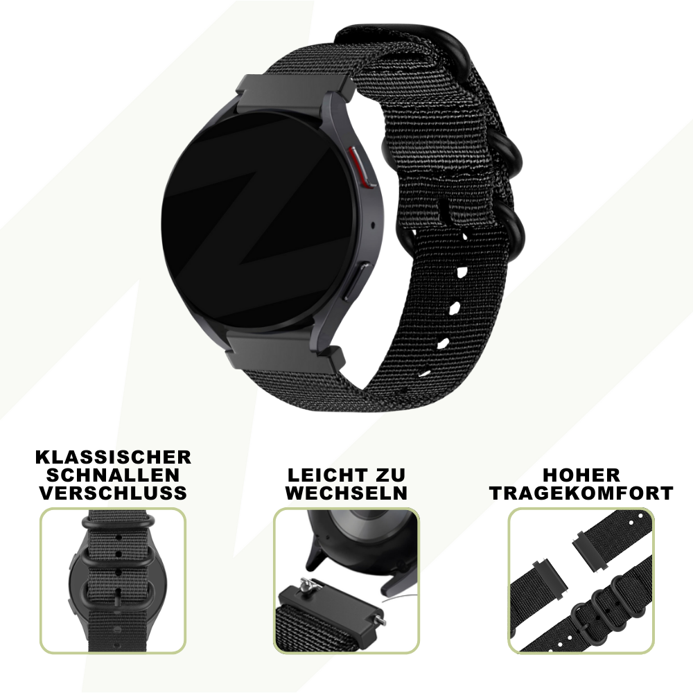 Bandz Coros Pace 3 nylon band met gesp (zwart)