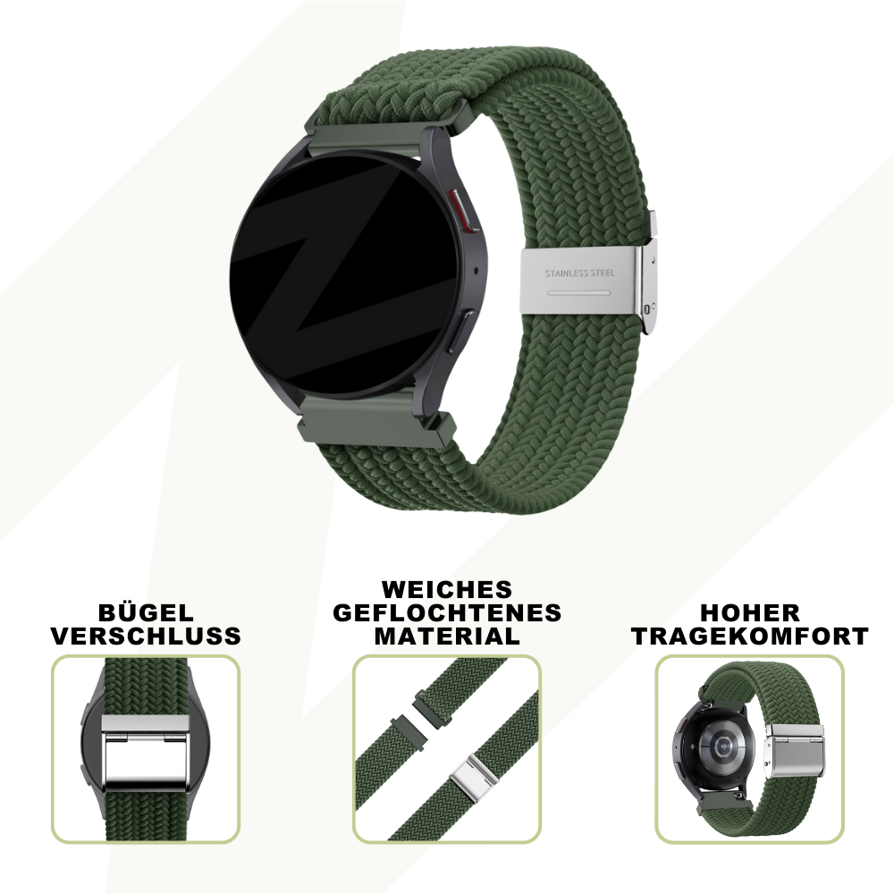 Bandz Coros Pace 3 gevlochten nylon band (olijfgroen)