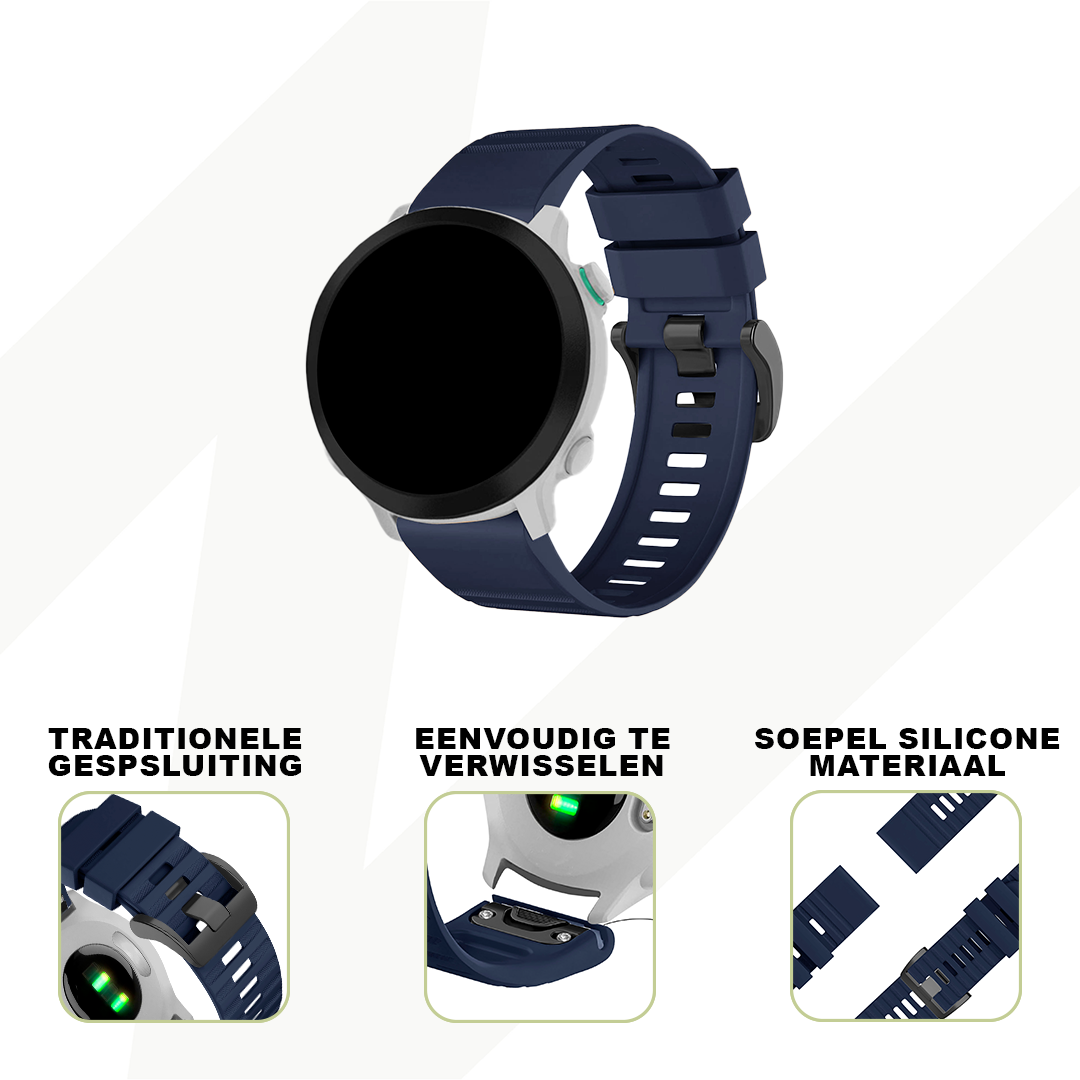 Bandz Garmin Forerunner 935 siliconen band met gesp (donkerblauw)