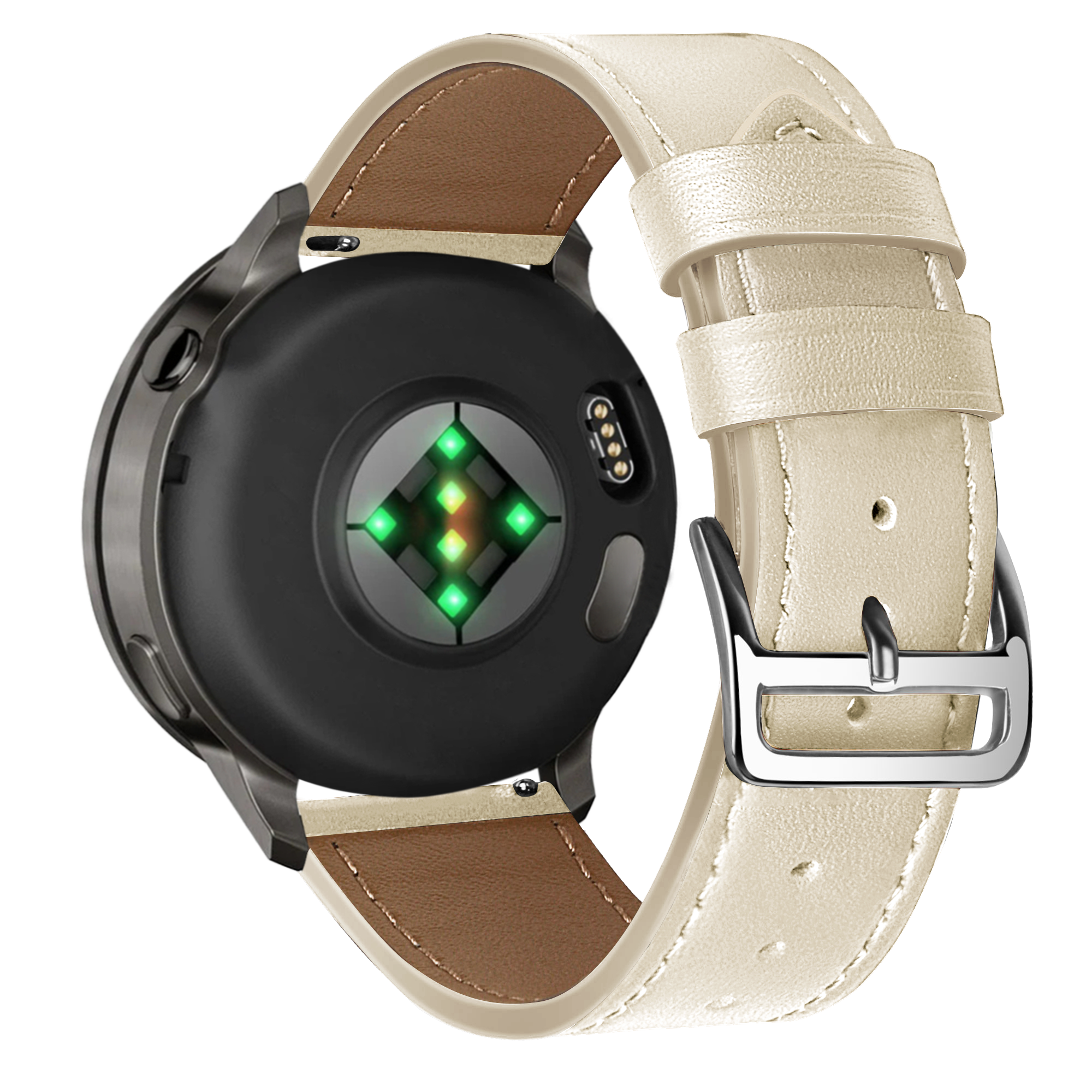 Bandz Garmin Vivoactive 4s lederen band 'Deluxe' (beige)