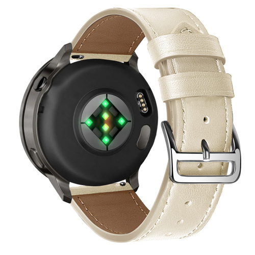 Bandz Garmin Forerunner 265s Leather Strap 'Deluxe' (Beige)