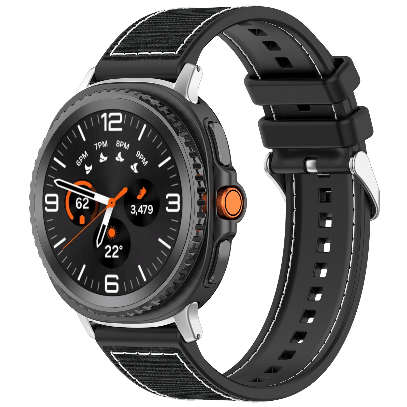 Samsung Galaxy Watch 8 Classic nylon hybrid bandje (zwart)