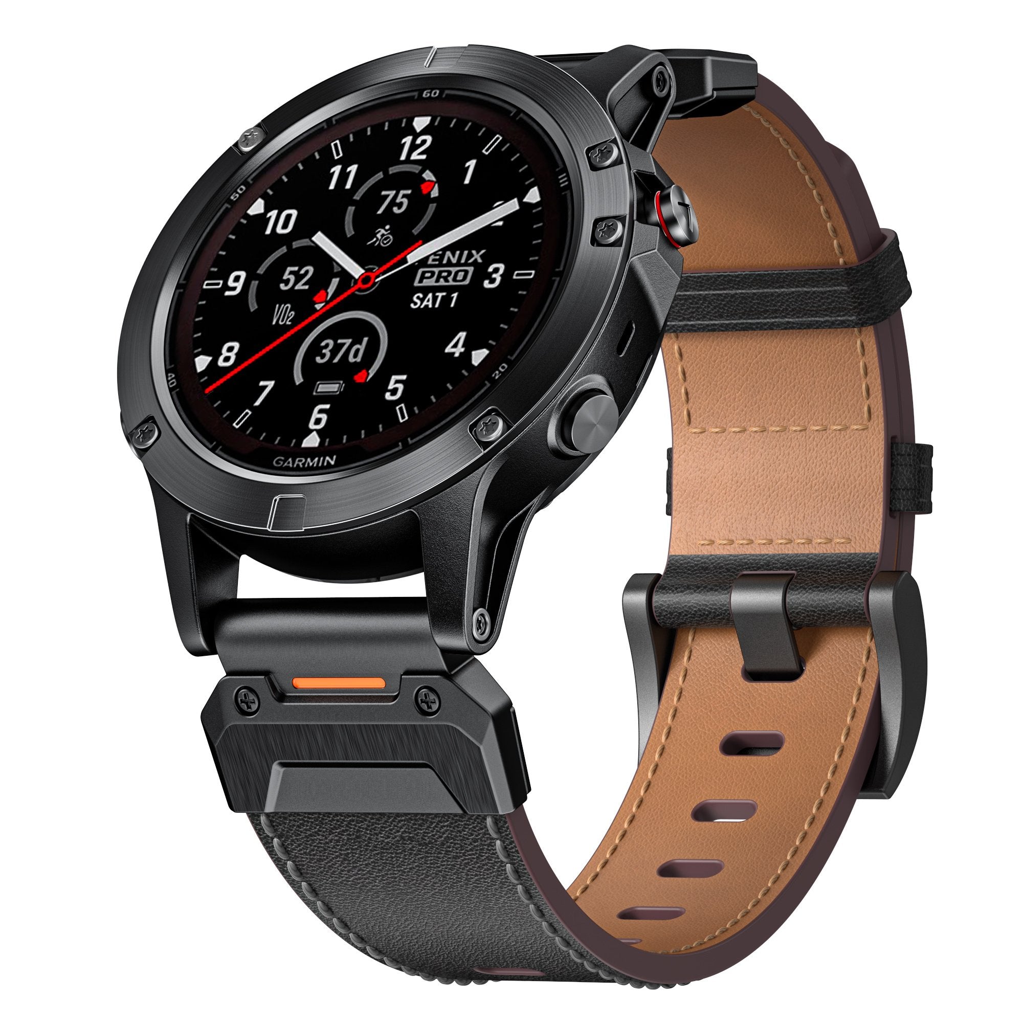 Garmin Fenix 5x / 6x Genuine Leather Strap (Black)