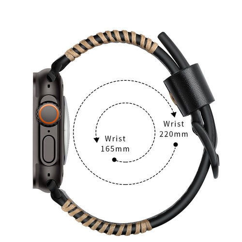 Apple Watch Stitched leren band (zwart)